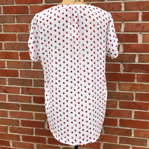 NWT Pleione Oversized Short Sleeve Red Dot Top - Picture 5 of 6